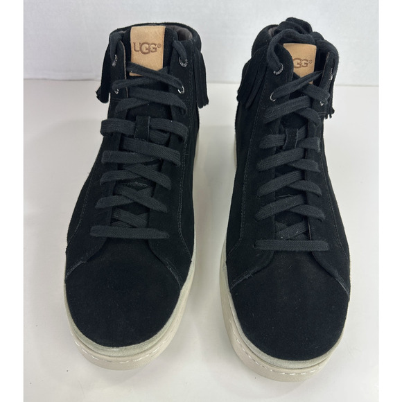 UGG Cali Fringe High Top Trainer Suede Boots Men's 11.5 Black Laced Shoes Uggs - Picture 13 of 14